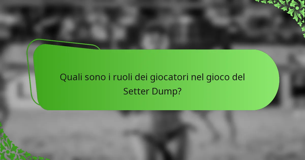 Quali sono i ruoli dei giocatori nel gioco del Setter Dump?